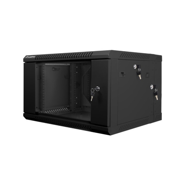 Armario lanberg mural doble seccion rack 19 pulgadas 6u - 600x600 negro