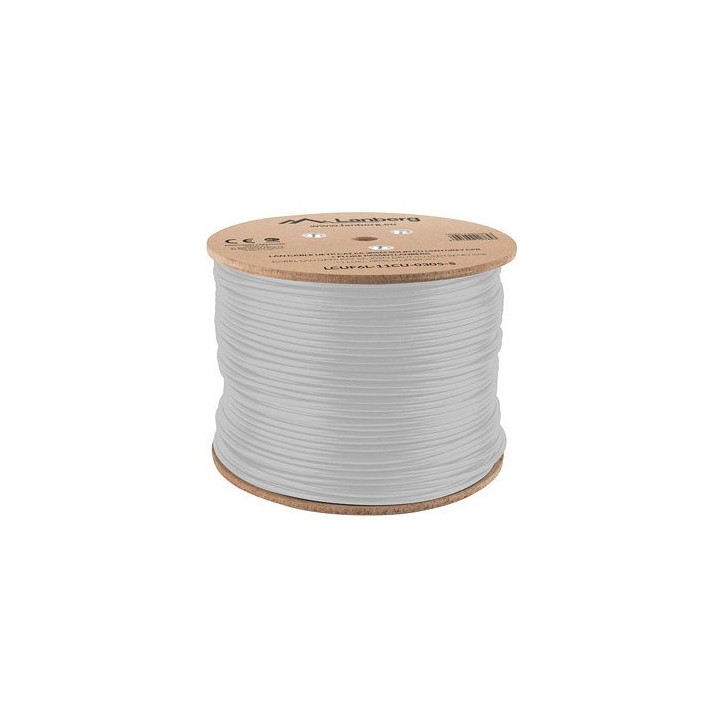 Bobina cat.6a lanberg ftp 305m rj45 solid cobre lszh cpr fluke teste awg24 gris