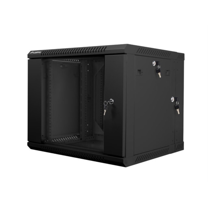 Armario lanberg mural doble seccion rack 19 pulgadas 9u - 600x600 negro