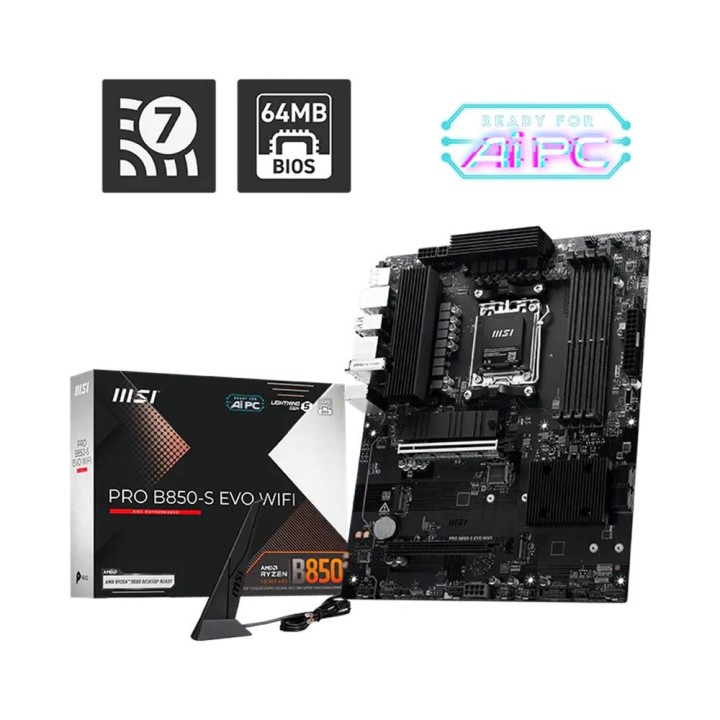 Placa base msi pro b850 - s evo wifi am5 atx - 4x ddr5